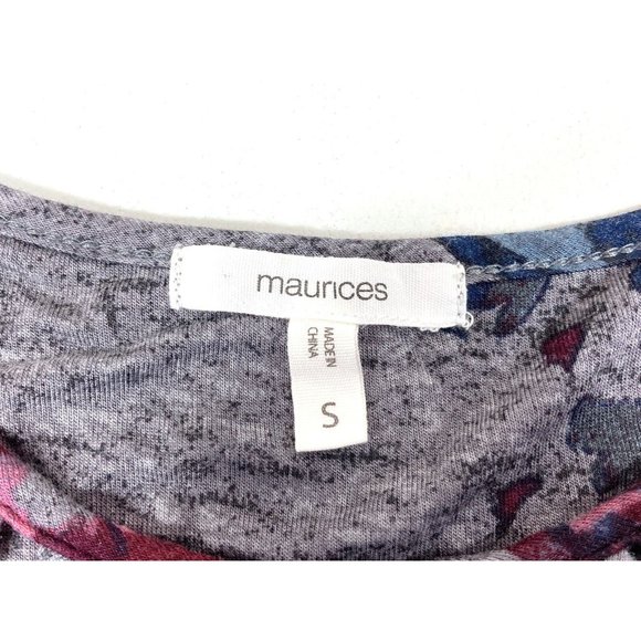 Maurices Floral Lattice Neckline Knotted Front Tank Small Gray Rayon Blend - Picture 7 of 7